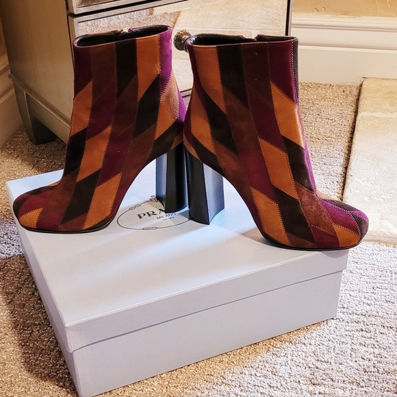 Prada Patchwork Suede Ankle Boots. - Picture 6 of 16